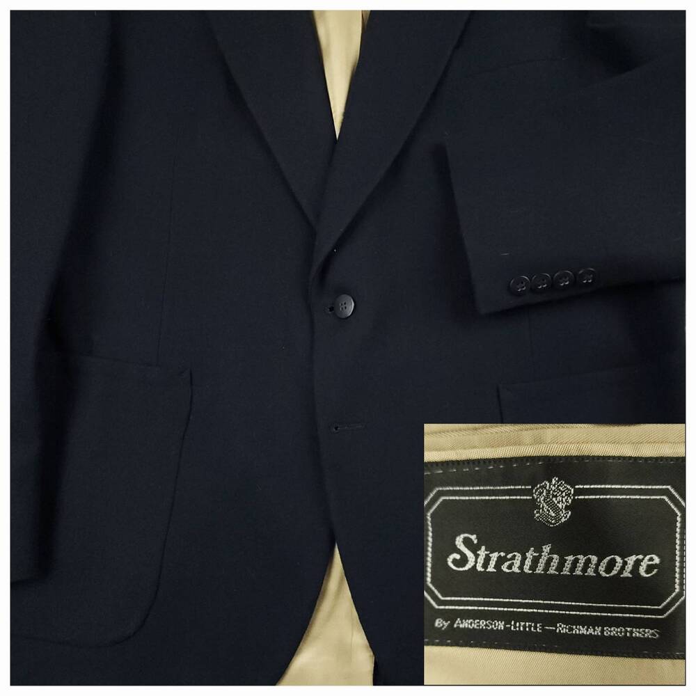 Vtg 80s Ivy Style Doeskin Flannel Wool Sport Coat Mens 44R Patch Pocket USA Navy